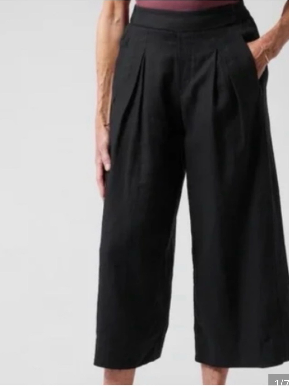 Athleta PLAYA luxurious 100% Linen Black Wide Leg Crop Pants Sz 8 NWOT - Picture 12 of 14